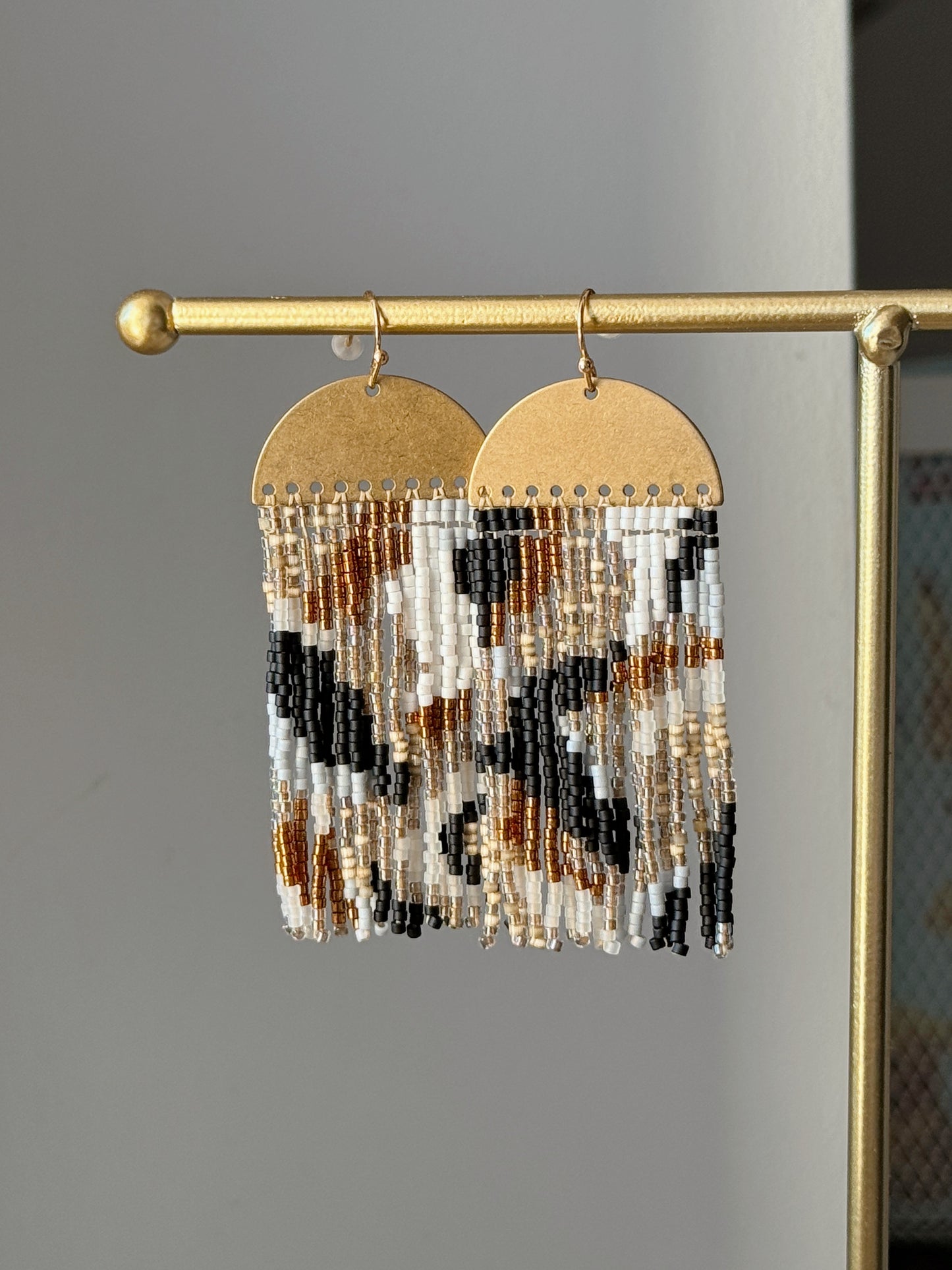 Autumn golden fringe earrings