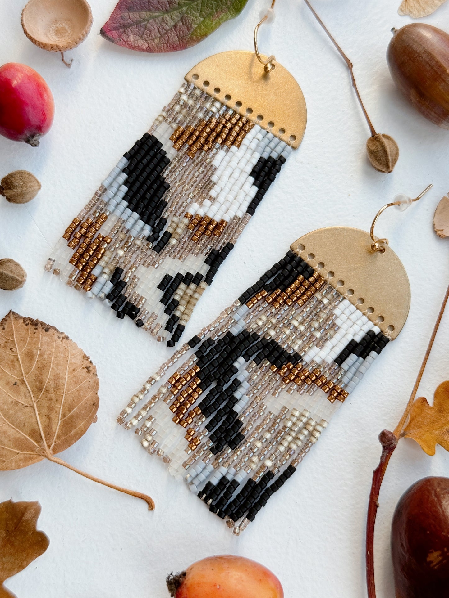 Autumn golden fringe earrings