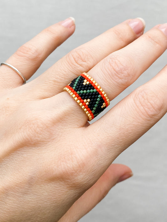 Black aztec ring